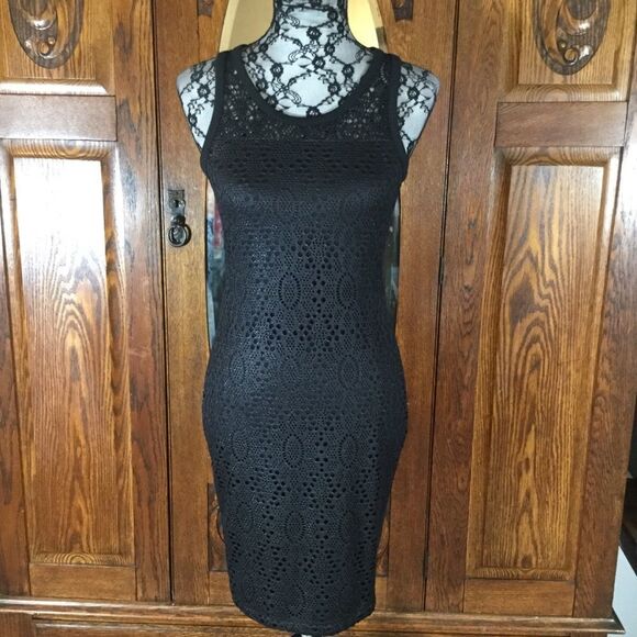 RACHEL by Rachel Roy Dress Black Metallic Lace Sleeveless - Picture 1 of 8